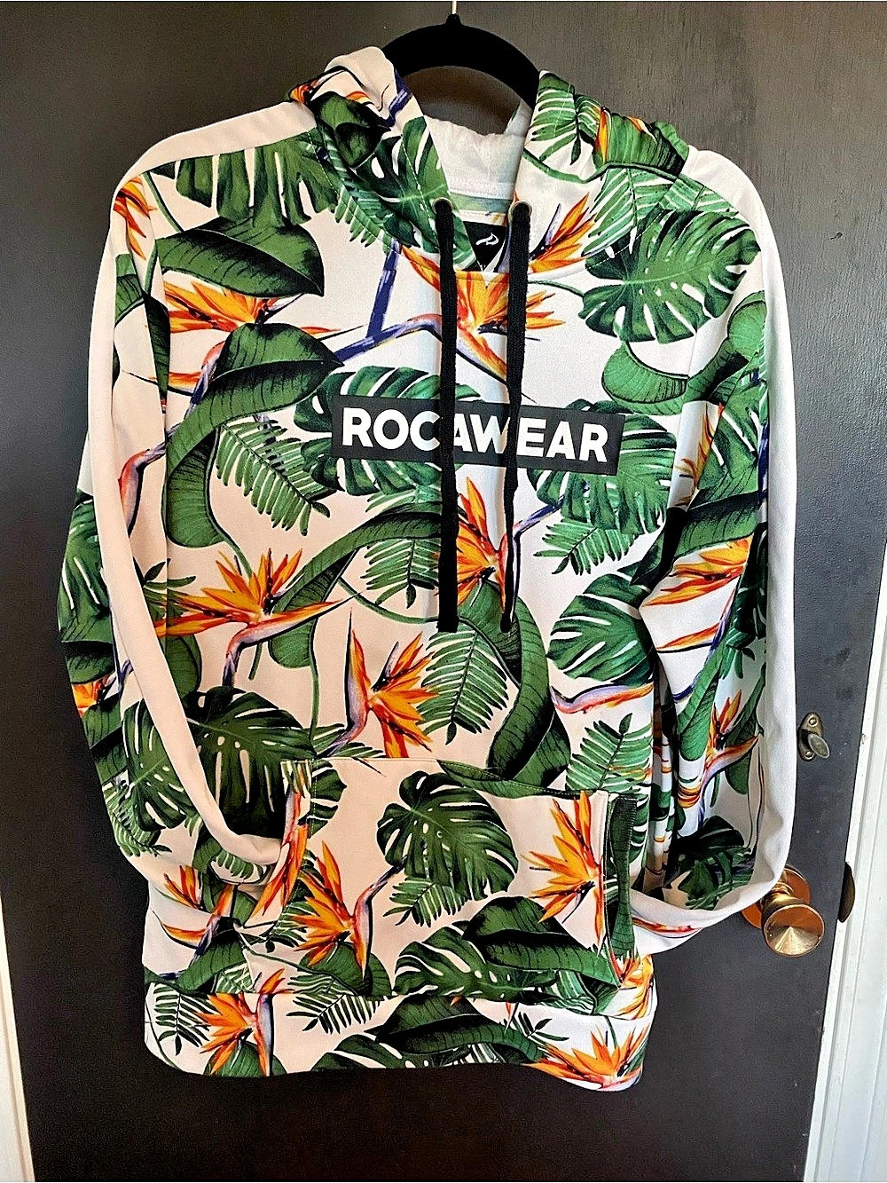 Rocawear AOP Tropical Floral Hoodie Green & White, Size Medium